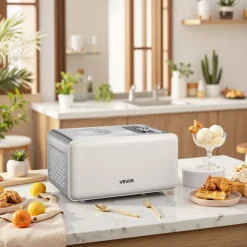 VEVOR Automatic Ice Cream Maker with Built-in Compressor, 2 Quart No Pre-freezing Gelato Maker, Electric Sorbet-Maker, 3 Modes Compressor Ice Cream Machine for Home Kitchen