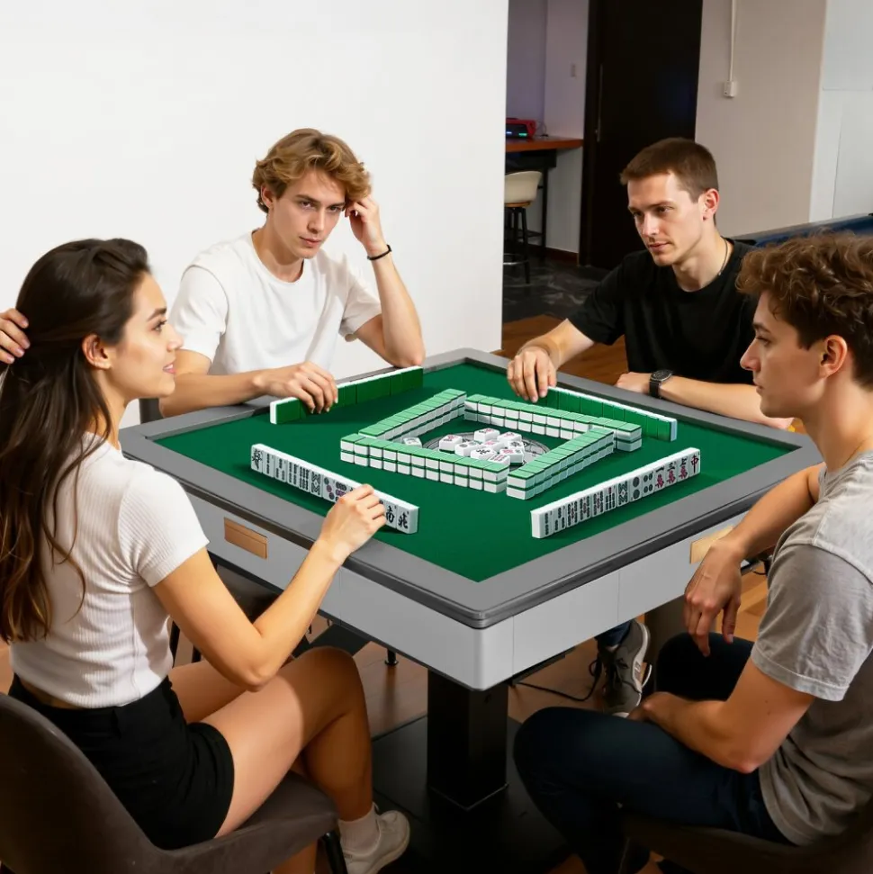 VEVOR Automatic Mahjong Table with Wheels, 2 Sets of 42 mm Tiles (152 Pcs), Roller Coaster Style Mahjong-Table, Foldable and Automatic Shuffler, for Home, Outdoor Leisure & Gifts for Mahjong Players