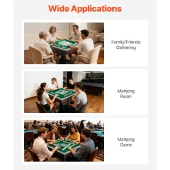 VEVOR Automatic Mahjong Table with Wheels, 2 Sets of 40 mm Tiles (164 Pcs), Roller Coaster Style Mahjong-Table, Foldable and Automatic Shuffler, for Home, Outdoor Leisure & Gifts for Mahjong Players