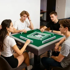 VEVOR Automatic Mahjong Table with Wheels, 2 Sets of 40 mm Tiles (164 Pcs), Roller Coaster Style Mahjong-Table, Foldable and Automatic Shuffler, for Home, Outdoor Leisure & Gifts for Mahjong Players