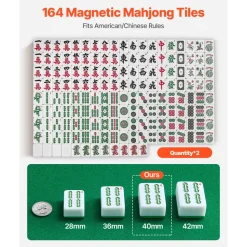 VEVOR Automatic Mahjong Table with Wheels, 2 Sets of 40 mm Tiles (164 Pcs), Roller Coaster Style Mahjong-Table, Foldable and Automatic Shuffler, for Home, Outdoor Leisure & Gifts for Mahjong Players