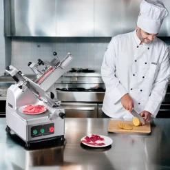 VEVOR Automatic Meat Slicer, 180W + 370W Deli Slicer with a 12 inch Premium 65Mn Blade, 0-0.3 inch Adjustable Thickness, Electric Food Slicer Machine for Meat, Vegetables, Hard Bread, and Cheese
