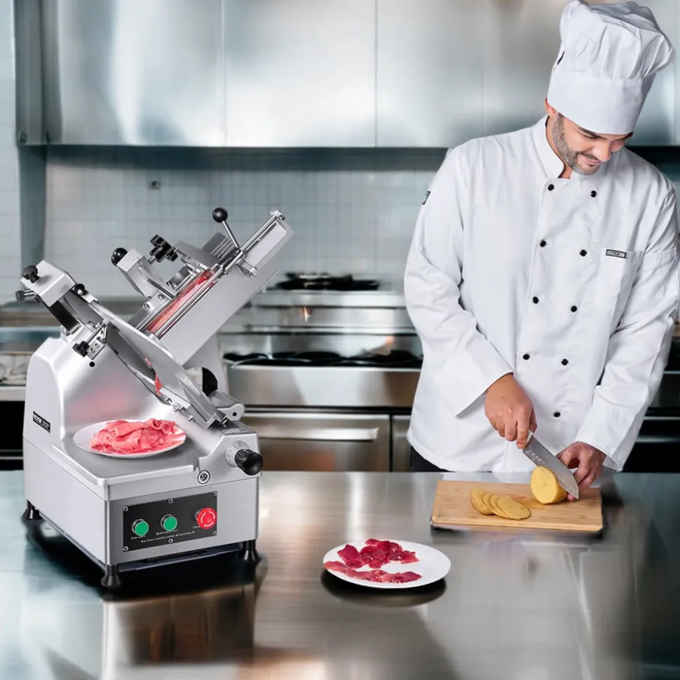 VEVOR Automatic Meat Slicer, 180W + 370W Deli Slicer with a 12 inch Premium 65Mn Blade, 0-0.3 inch Adjustable Thickness, Electric Food Slicer Machine for Meat, Vegetables, Hard Bread, and Cheese