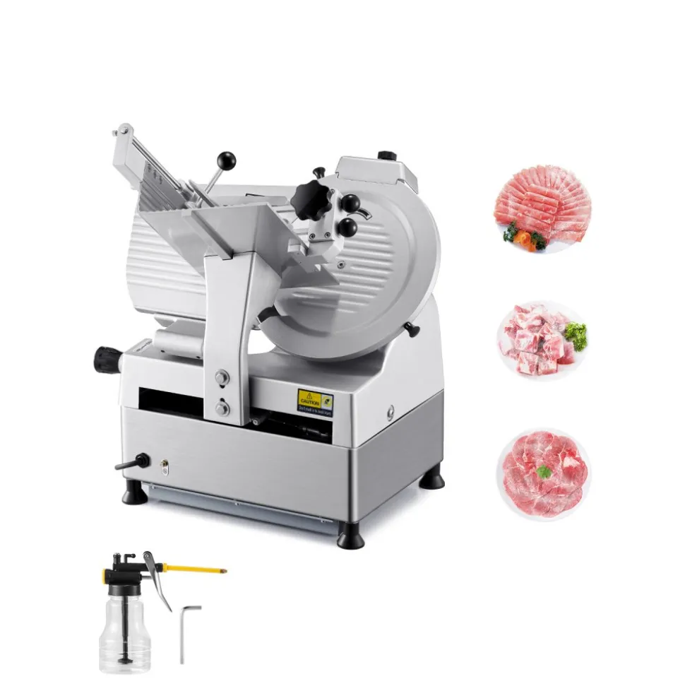 VEVOR Automatic Meat Slicer, 180W + 370W Deli Slicer with a 12 inch Premium 65Mn Blade, 0-0.3 inch Adjustable Thickness, Electric Food Slicer Machine for Meat, Vegetables, Hard Bread, and Cheese