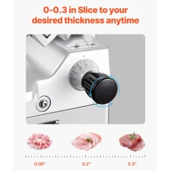 VEVOR Automatic Meat Slicer, 180W + 370W Deli Slicer with a 12 inch Premium 65Mn Blade, 0-0.3 inch Adjustable Thickness, Electric Food Slicer Machine for Meat, Vegetables, Hard Bread, and Cheese