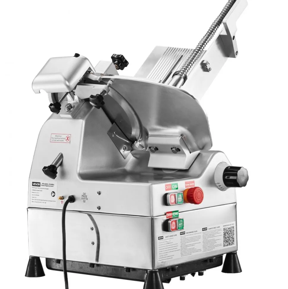 VEVOR Automatic Meat Slicer, 500W, Electric Deli Slicer Machine with 10 inch Sharp 75Cr1 Steel Blade, 0-0.67 inch Adjustable Thickness, 633 RPM Fast Slicing, for Frozen Meat, Cheese, and Bread