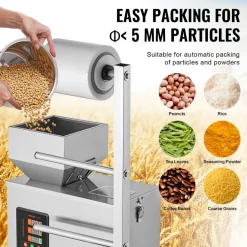 VEVOR Automatic Particle Packaging Machine, 0.002-0.22lbs/1-100g, Multi-Function Pouch Powder Sachet Weighting Filling Packing Machine, Powder Filler Machine for Tea Seeds Grains Flour Beans Glitter