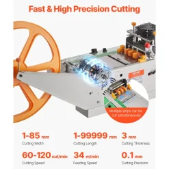 VEVOR Automatic Webbing Cutting Machine, Hot and Cold Ribbon Cutting Machine with Adjustable Temperature and LCD Display, Zipper Tapes Cutter for Nylon Webbing, Elastic Bands, Shoelaces