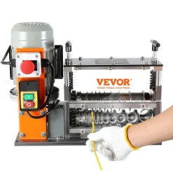 VEVOR Automatic Wire Stripping Machine, 0.06''-1.57'' Electric Motorized Cable Stripper, 750 W, 98 ft/min Wire Peeler with Visible Stripping Depth Reference, 10 Channels for Scrap Copper Recycling