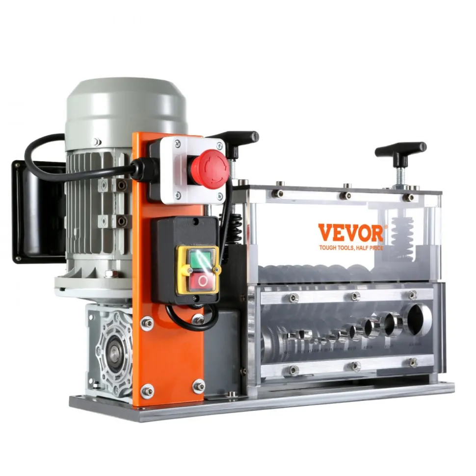VEVOR Automatic Wire Stripping Machine, 0.06''-1.57'' Electric Motorized Cable Stripper, 750 W, 98 ft/min Wire Peeler with Visible Stripping Depth Reference, 10 Channels for Scrap Copper Recycling