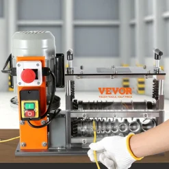 VEVOR Automatic Wire Stripping Machine, 0.06''-1.57'' Electric Motorized Cable Stripper, 750 W, 98 ft/min Wire Peeler with Visible Stripping Depth Reference, 10 Channels for Scrap Copper Recycling