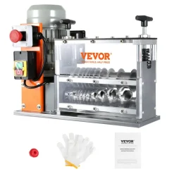 VEVOR Automatic Wire Stripping Machine, 0.06''-1.57'' Electric Motorized Cable Stripper, 750 W, 98 ft/min Wire Peeler with Visible Stripping Depth Reference, 10 Channels for Scrap Copper Recycling