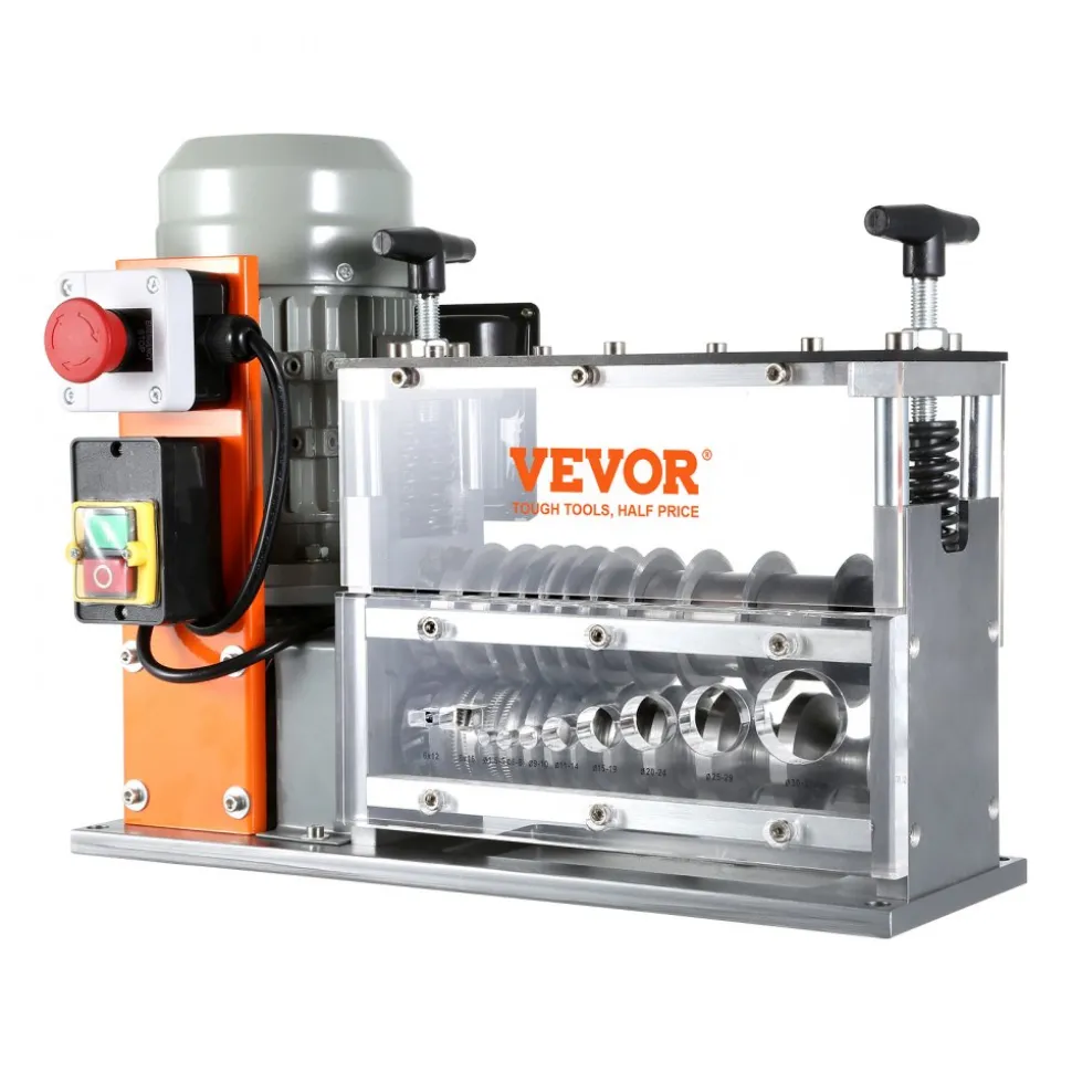 VEVOR Automatic Wire Stripping Machine, 0.06''-1.57'' Electric Motorized Cable Stripper, 750 W, 98 ft/min Wire Peeler with Visible Stripping Depth Reference, 10 Channels for Scrap Copper Recycling