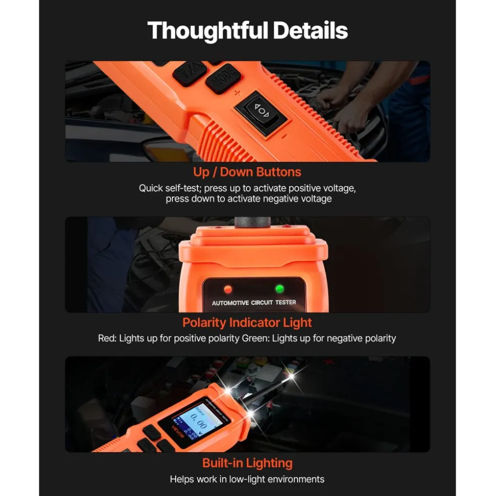 VEVOR Automotive Circuit Tester, 8 - 35 DCV Power Circuit Probe Tester with TFT Color Display and Lighting, Automotive Power Tester Probe with 19.7 ft / 6 m Cable, 2-in-1 Electrical Detector Finder