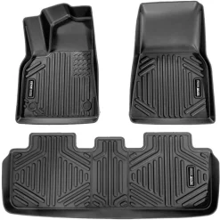 VEVOR Automotive Floor Mats, Fits for Tesla Model Y 2021-2024, 3 pcs Front and 2nd Row Liners, All Weather Custom Fit TPE Vehicle Floor Mats, Easy to Clean and Secure Floor Liners for SUV, Black