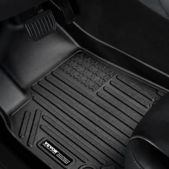 VEVOR Automotive Floor Mats, Fits for Tesla Model Y 2021-2024, 3 pcs Front and 2nd Row Liners, All Weather Custom Fit TPE Vehicle Floor Mats, Easy to Clean and Secure Floor Liners for SUV, Black