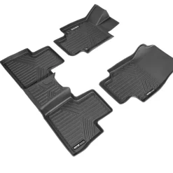 VEVOR Automotive Floor Mats, Fits for Toyota RAV4 (Not for Hybrid or Prime) 2019-2024, 3 pcs Front and 2nd Row Liners, All Weather Custom Fit TPE Vehicle Floor Mats, Easy to Clean for SUV, Black