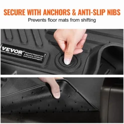 VEVOR Automotive Floor Mats, Fits for Toyota RAV4 (Not for Hybrid or Prime) 2019-2024, 3 pcs Front and 2nd Row Liners, All Weather Custom Fit TPE Vehicle Floor Mats, Easy to Clean for SUV, Black