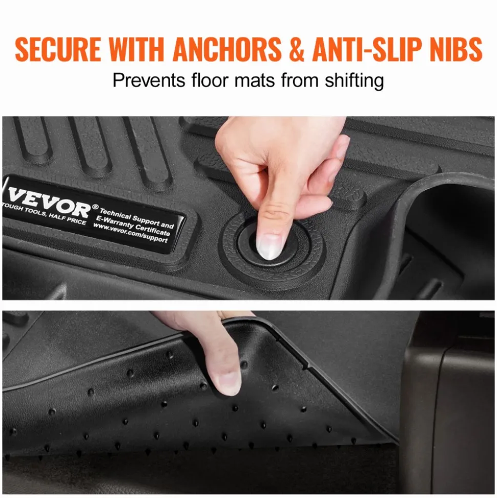 VEVOR Automotive Floor Mats, Fits for Toyota RAV4 (Not for Hybrid or Prime) 2019-2024, 3 pcs Front and 2nd Row Liners, All Weather Custom Fit TPE Vehicle Floor Mats, Easy to Clean for SUV, Black