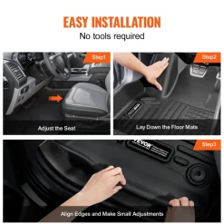VEVOR Automotive Floor Mats, Fits for Dodge Durango / Jeep Grand Cherokee 2016-2024 / 2016-2021, 3 pcs Front and 2nd Row Liners, All Weather Custom Fit TPE Vehicle Floor Mats, Easy to Clean, Black