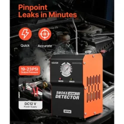 VEVOR Automotive Smoke Machine Leak Detector, DC 12V EVAP Vacuum Diagnostic Tester with Built-in Air Pump & Pressure Gauge, 2-Mode Pipeline Fuel Detector for Cars, Motorcycles, Trucks, Boats, ATVs