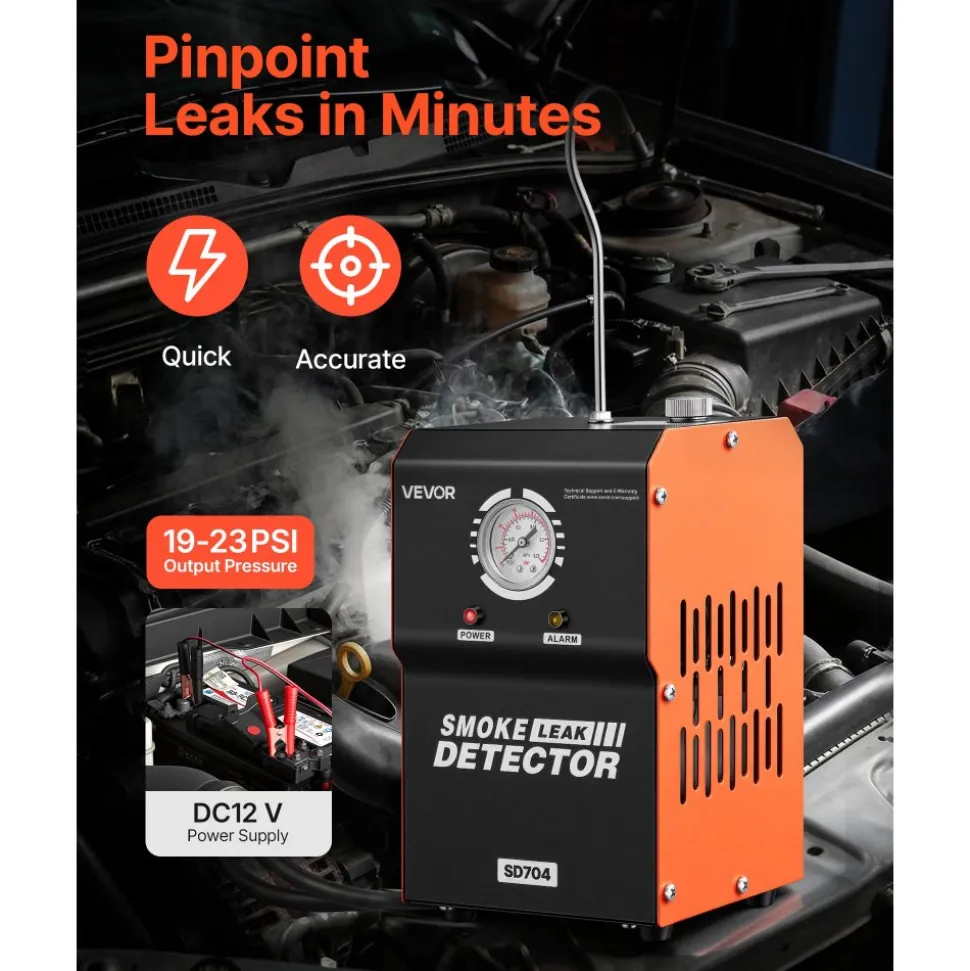 VEVOR Automotive Smoke Machine Leak Detector, DC 12V EVAP Vacuum Diagnostic Tester with Built-in Air Pump & Pressure Gauge, 2-Mode Pipeline Fuel Detector for Cars, Motorcycles, Trucks, Boats, ATVs