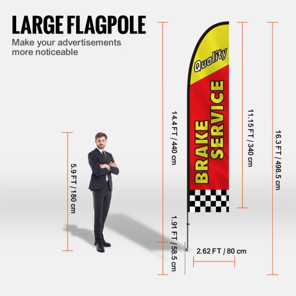VEVOR Auto Repair Advertising Feather Flag with Pole Kit, Advertising Flags for Business Outside, Includes 4 Banner Flags, 4 Poles, 4 Ground Stakes, Swooper Flags for Businesses 16.3 FT