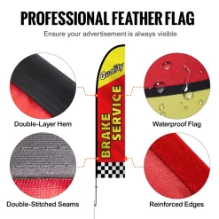 VEVOR Auto Repair Advertising Feather Flag with Pole Kit, Advertising Flags for Business Outside, Includes 4 Banner Flags, 4 Poles, 4 Ground Stakes, Swooper Flags for Businesses 16.3 FT