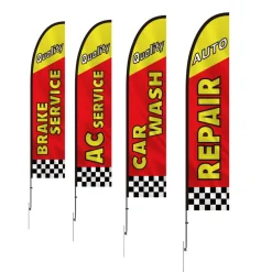 VEVOR Auto Repair Advertising Feather Flag with Pole Kit, Advertising Flags for Business Outside, Includes 4 Banner Flags, 4 Poles, 4 Ground Stakes, Swooper Flags for Businesses 16.3 FT