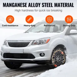 VEVOR Auto Tightening Snow Chains, Diamond Mesh Traction Wheel Chains for Anti-slip, Alloy Steel Tire Chains for Tires 265/75-15, 265/75-16, LT265/75-16, 255/75-17, LT255/75-17, 275/45-22, 265/70-16