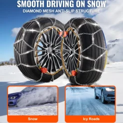 VEVOR Auto Tightening Snow Chains, Diamond Mesh Traction Wheel Chains for Anti-slip, Alloy Steel Tire Chains for Tires 265/75-15, 265/75-16, LT265/75-16, 255/75-17, LT255/75-17, 275/45-22, 265/70-16