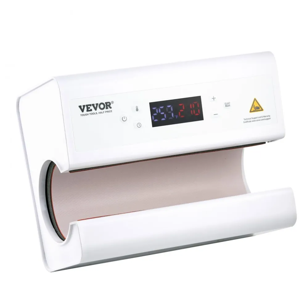 VEVOR Auto Tumbler Heat Press Machine, Mug Heat Press for 11-30oz Sublimation Tumblers, Heat Up Fast and Even, Tumbler Press with Tape and Glove, Temp and Time Setting, for Tumblers, Cups, Mugs, White