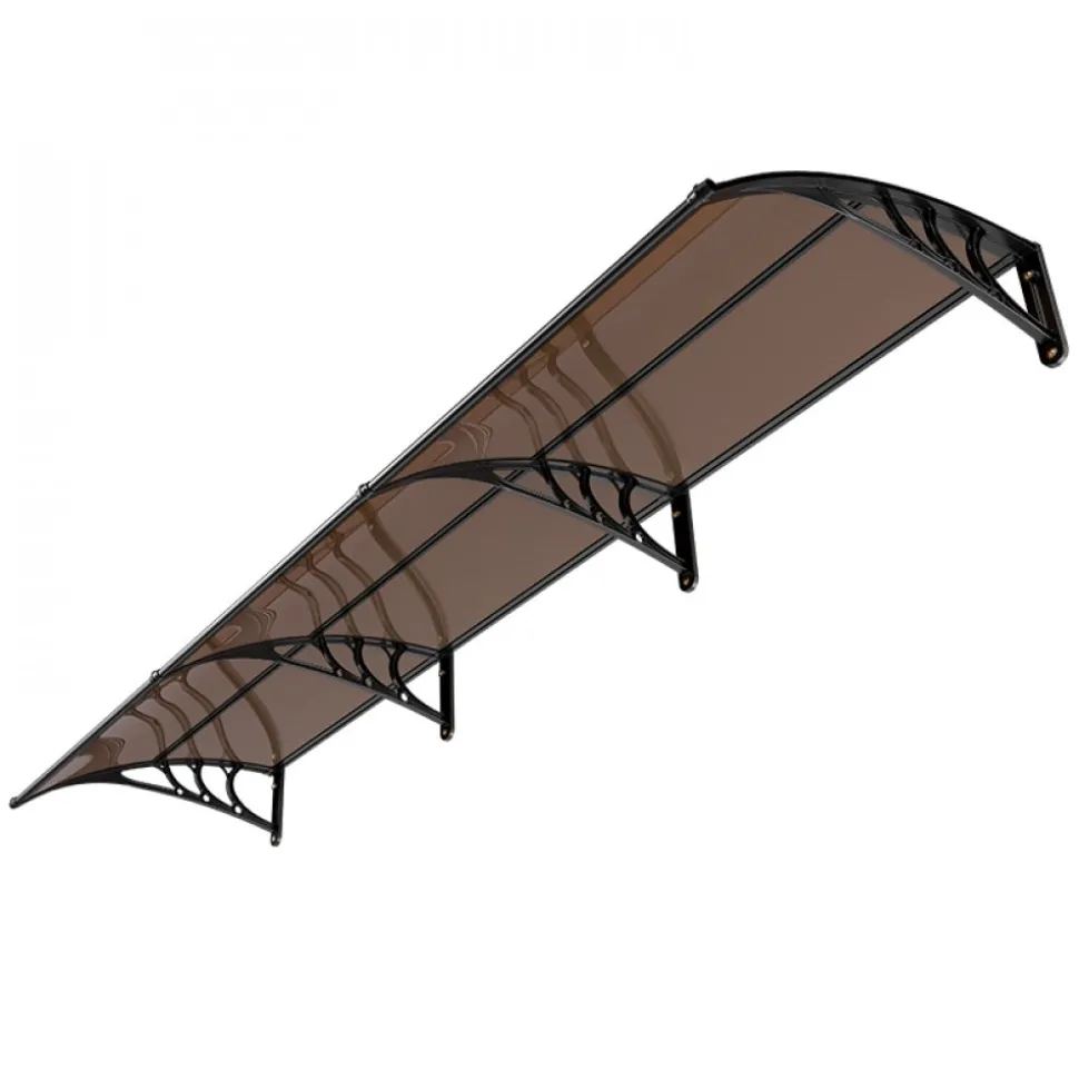 VEVOR Awnings for Door Entrance, 38 x 117 in, Exterior Front Door Window Awnings with Drainage & ABS Bracket, Rain Snow Sun Protection, Overhang Polycarbonate Door Canopy for Porch Patio, Brown