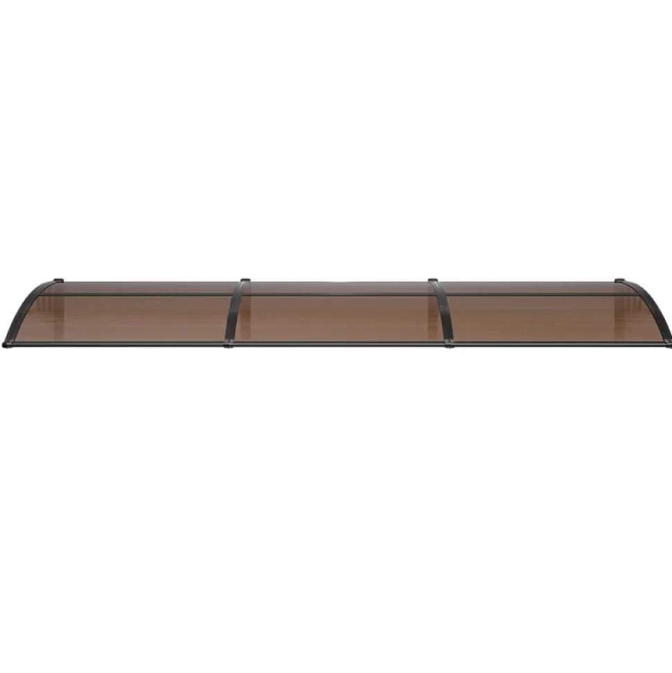 VEVOR Awnings for Door Entrance, 38 x 117 in, Exterior Front Door Window Awnings with Drainage & ABS Bracket, Rain Snow Sun Protection, Overhang Polycarbonate Door Canopy for Porch Patio, Brown
