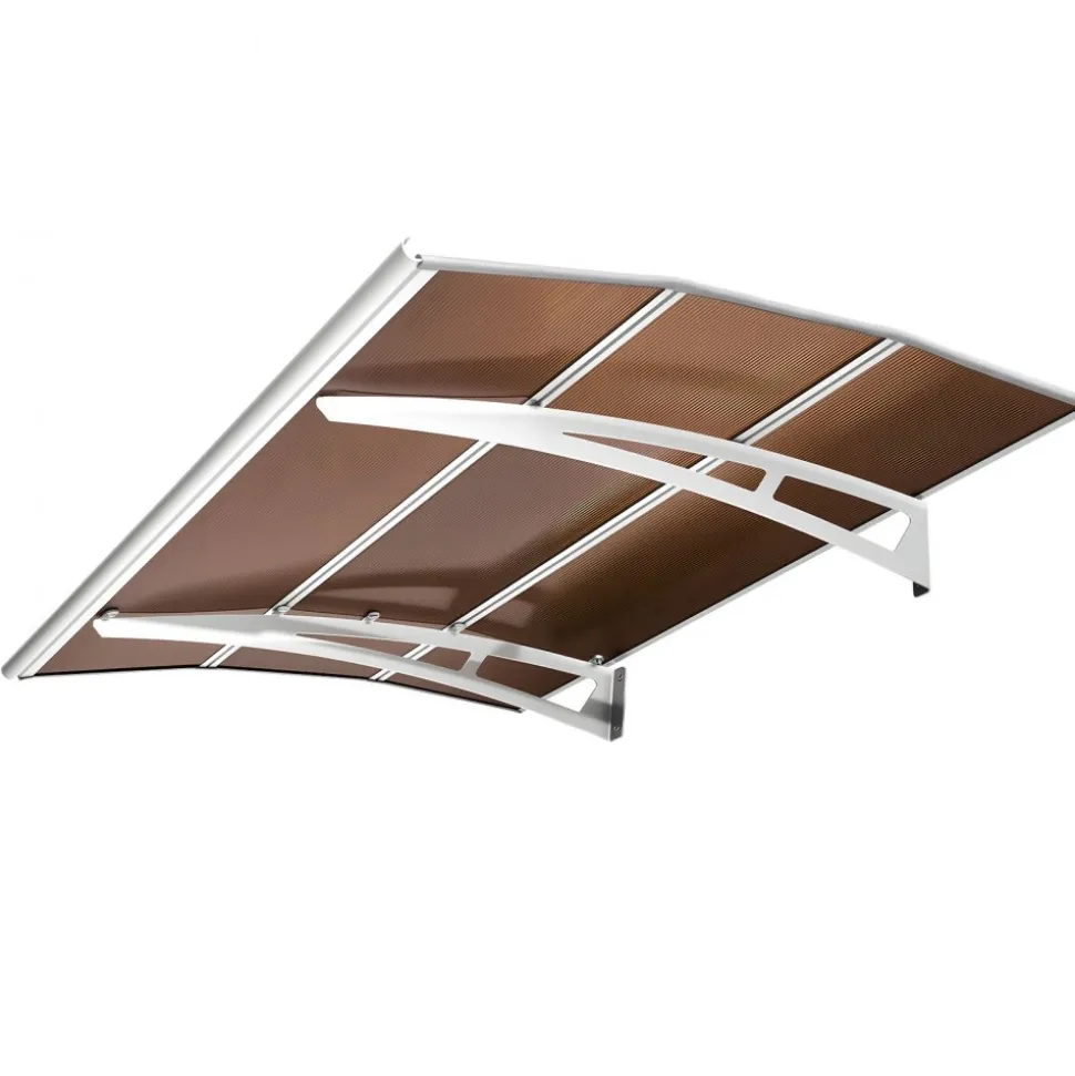 VEVOR Awnings for Door Entrance, 37 x 47 in, Exterior Front Door Window Awnings with Drainage & ABS Bracket, Rain Snow Sun Protection, Overhang Polycarbonate Door Canopy for Porch Patio, Brown