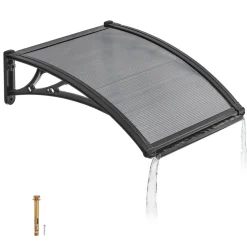 VEVOR Awnings for Door Entrance, 24 x 24 in, Exterior Front Door Window Awnings with Drainage & ABS Bracket, Rain Snow Sun Protection, Overhang Polycarbonate Door Canopy for Porch Patio, Smoky Gray