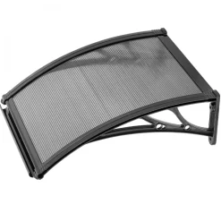 VEVOR Awnings for Door Entrance, 24 x 24 in, Exterior Front Door Window Awnings with Drainage & ABS Bracket, Rain Snow Sun Protection, Overhang Polycarbonate Door Canopy for Porch Patio, Smoky Gray