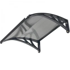 VEVOR Awnings for Door Entrance, 24 x 24 in, Exterior Front Door Window Awnings with Drainage & ABS Bracket, Rain Snow Sun Protection, Overhang Polycarbonate Door Canopy for Porch Patio, Smoky Gray