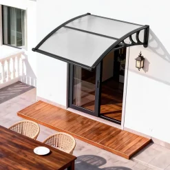 VEVOR Awnings for Door Entrance, 38 x 40 in, Exterior Front Door Window Awnings with Drainage & ABS Bracket, Rain Snow Sun Protection, Overhang Polycarbonate Door Canopy for Porch Patio, Clear