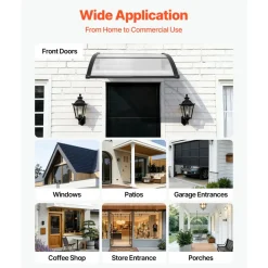 VEVOR Awnings for Door Entrance, 38 x 40 in, Exterior Front Door Window Awnings with Drainage & ABS Bracket, Rain Snow Sun Protection, Overhang Polycarbonate Door Canopy for Porch Patio, Clear