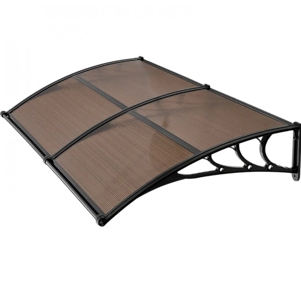 VEVOR Awnings for Door Entrance, 38 x 78 in, Exterior Front Door Window Awnings with Drainage & Metal Bracket, Rain Snow Sun Protection, Overhang Polycarbonate Door Canopy for Porch Patio, Brown