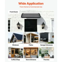 VEVOR Awnings for Door Entrance, 38 x 78 in, Exterior Front Door Window Awnings with Drainage & ABS Bracket, Rain Snow Sun Protection, Overhang Polycarbonate Door Canopy for Porch Patio, Smoky Gray