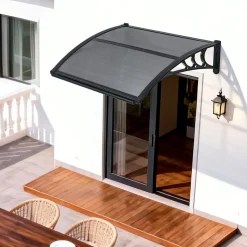 VEVOR Awnings for Door Entrance, 38 x 78 in, Exterior Front Door Window Awnings with Drainage & ABS Bracket, Rain Snow Sun Protection, Overhang Polycarbonate Door Canopy for Porch Patio, Smoky Gray