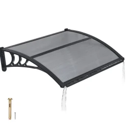 VEVOR Awnings for Door Entrance, 38 x 78 in, Exterior Front Door Window Awnings with Drainage & ABS Bracket, Rain Snow Sun Protection, Overhang Polycarbonate Door Canopy for Porch Patio, Smoky Gray