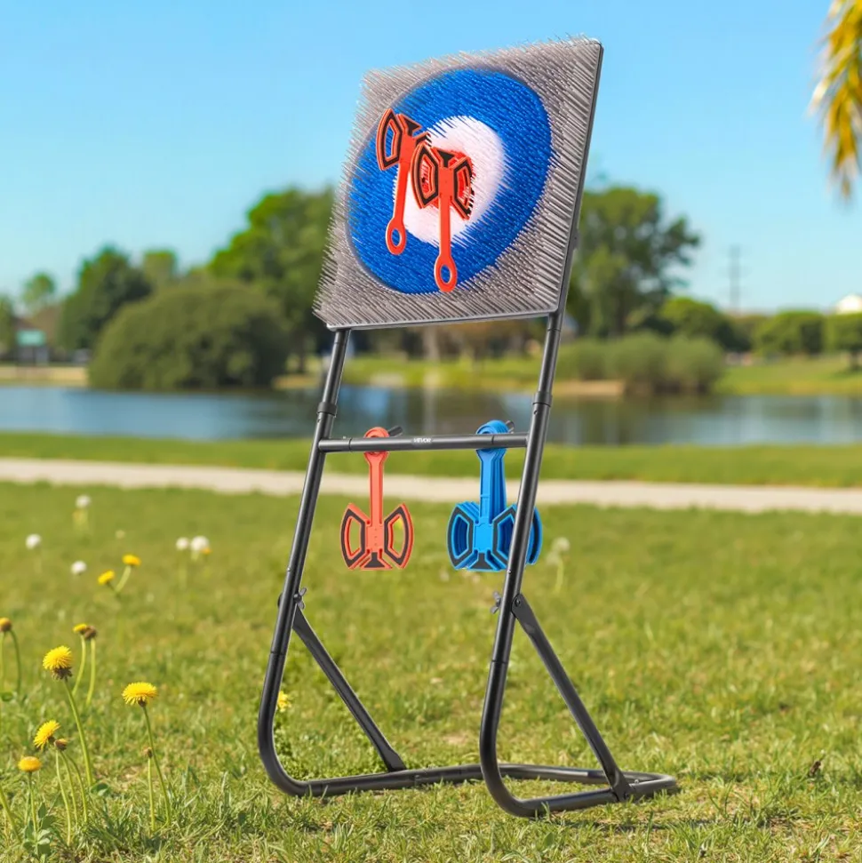 VEVOR Axe Throwing Game, Plastic Bristle Target with 8 Throwing Axes Set, Foldable Steel Frame, Easy to Store, Stable Placement for Indoor and Outdoor, Backyard, Yard and Carnival Games, Adults Kids