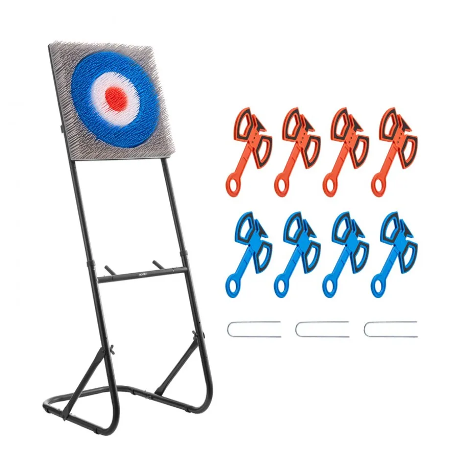 VEVOR Axe Throwing Game, Plastic Bristle Target with 8 Throwing Axes Set, Foldable Steel Frame, Easy to Store, Stable Placement for Indoor and Outdoor, Backyard, Yard and Carnival Games, Adults Kids