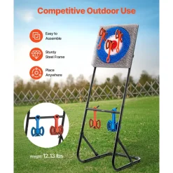 VEVOR Axe Throwing Game, Plastic Bristle Target with 8 Throwing Axes Set, Foldable Steel Frame, Easy to Store, Stable Placement for Indoor and Outdoor, Backyard, Yard and Carnival Games, Adults Kids