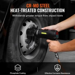VEVOR Axle Nut Impact Socket Set, 1/2" Drive Deep 12-Point 8-Piece Metric Spindle Nut Socket Set, CR-MO Heat Treated Large Socket Set with Storage Case, Auto Repair, Removing or Installing Axle Nuts