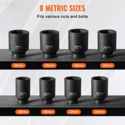 VEVOR Axle Nut Impact Socket Set, 1/2