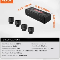 VEVOR Axle Nut Impact Socket Set, 1/2